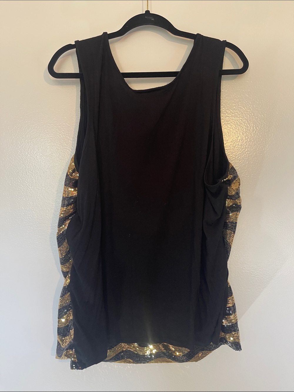 Womens plus size outfit 2X 3X Sequin Chevron Black & Gold tank, jacket, pants - Picture 11 of 17